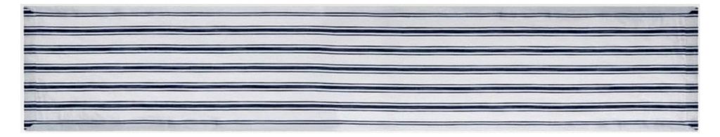 Tischläufer aus Baumwolle und Leinen, weiß mit marineblauem Streifen, 230 x 34 cm