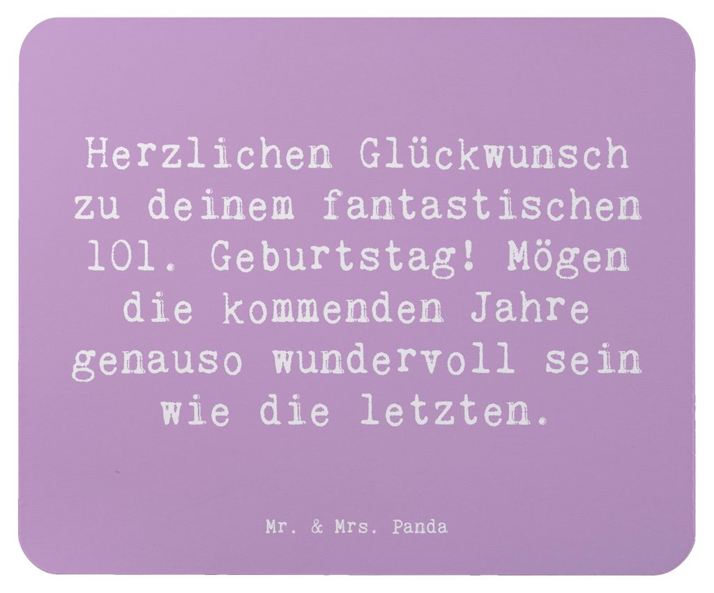 Mr. & Mrs. Panda Mouse Pad Spruch 101. Geburtstag - Lavendeltraum - Geschenk, besondere Feier, freudige Überraschungen, Alter, Langlebigkeit, comp...