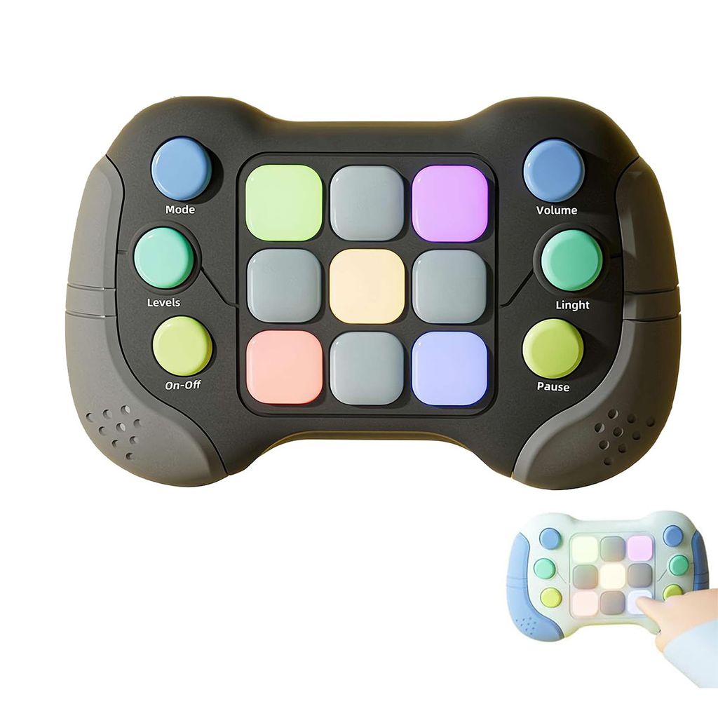 Puzzle Pop-It Spiel, Handheld-Spielekonsole,Dekompressionsdurchbruch-Puzzle-Spielmaschine,Quick Push Pop-Spielkonsole,ab 3 Jahre, Grau