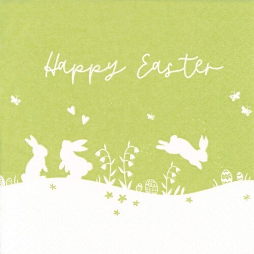 RP 20 Servietten Happy Easter Bunnies green - Fröhliche Produktbild 