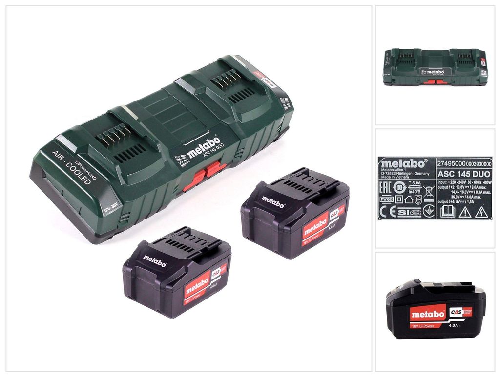 Podstawowy zestaw Metabo 2x akumulator Li-Power 18 V 4,0 Ah Zdjęcie produktu 