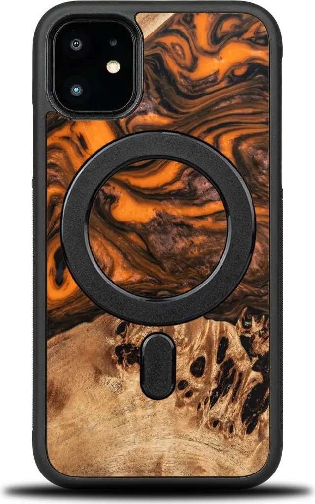 Custodia iPhone 11 Bewood Unique Arancione - Design in Legno MagSafe