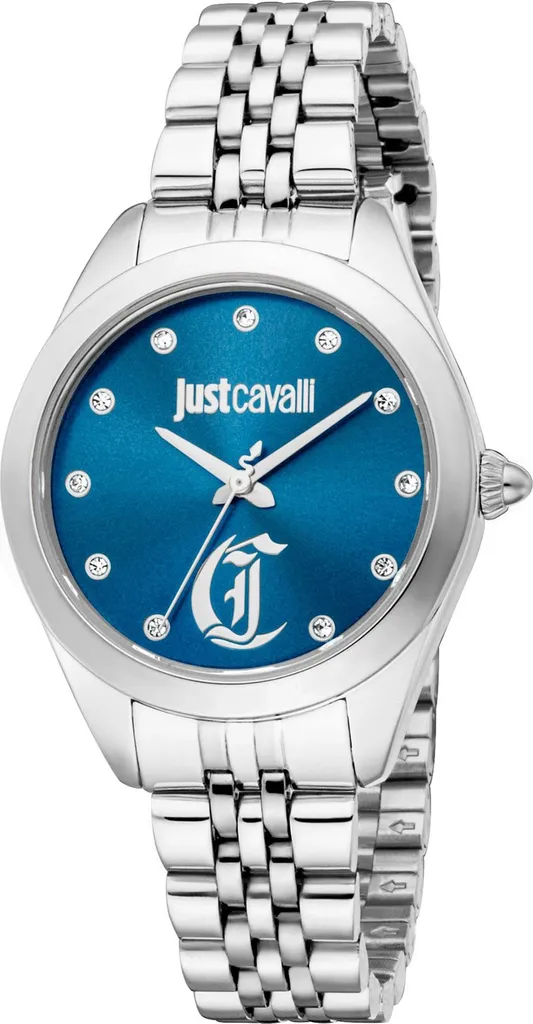 Montre en acier inoxydable étanche cadran bleu Just Cavalli Luna