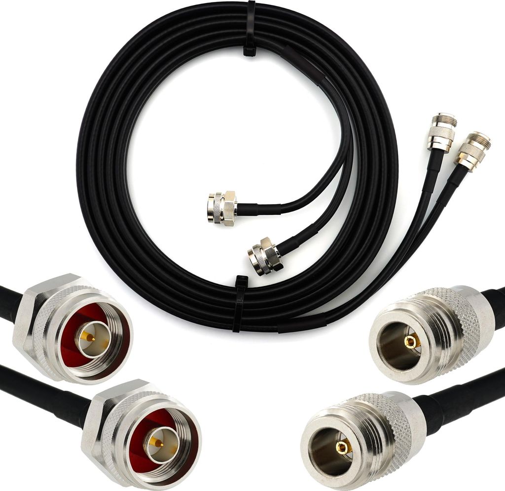 7m N Stecker (Hex Kopf) auf N Buchse Doppel-Koaxialkabel — HF-240 (LMR 240 Äquivalent) Twin Verlängerungskabel Antennenkabel — WiFi RF Antenn...