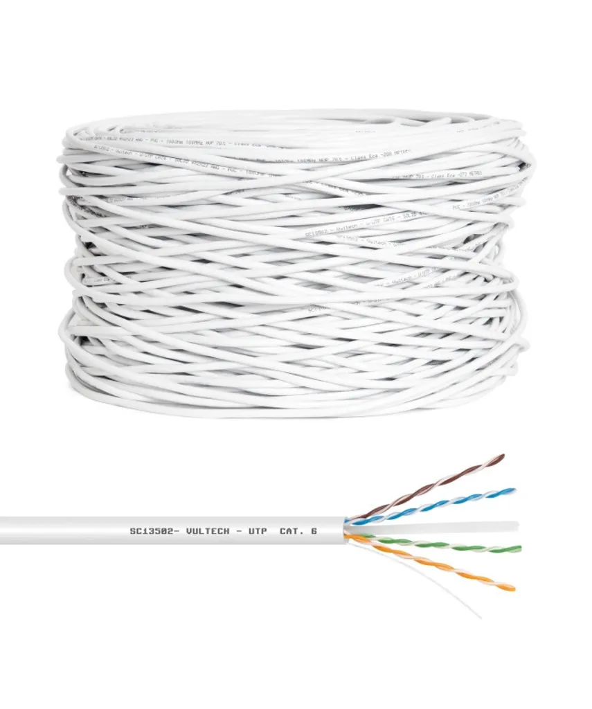 Bobine de câble Ethernet Cat 6 UTP 305m Vultech 23AWG pour réseau local