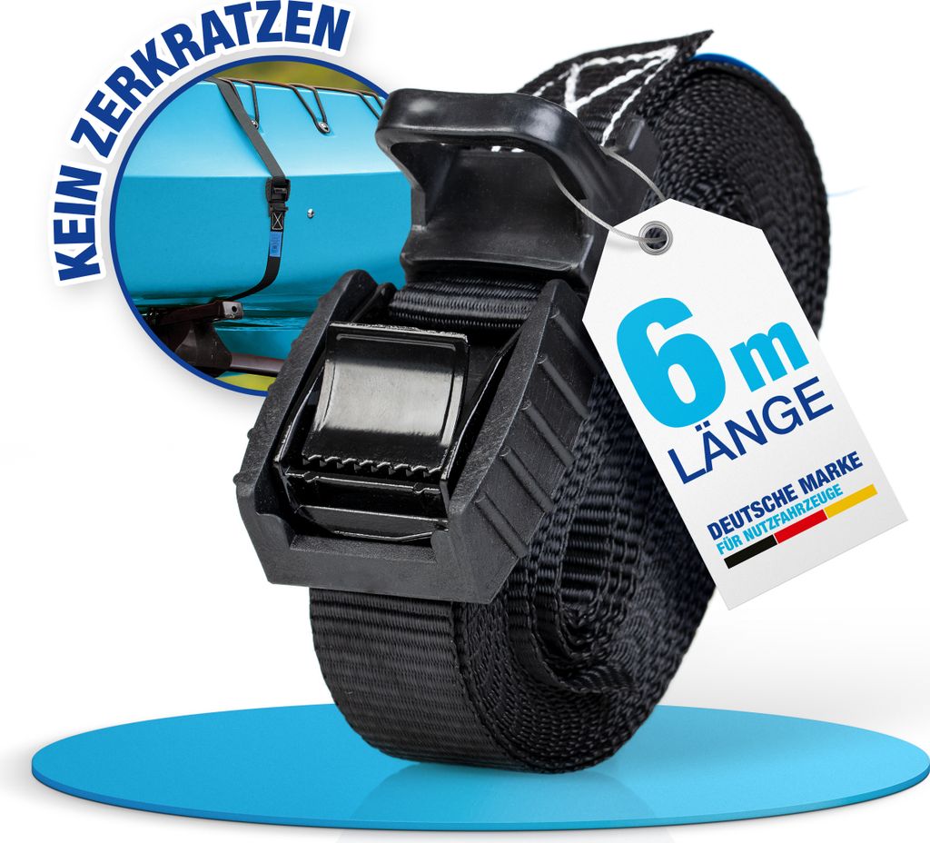 NTG Zurrgurte mit Klemmschloss und Gummiprotektor 10 Stück 6 Meter, für die schnelle Sicherung im Auto, Fahrradträger, Sackkarre und beim Umzug