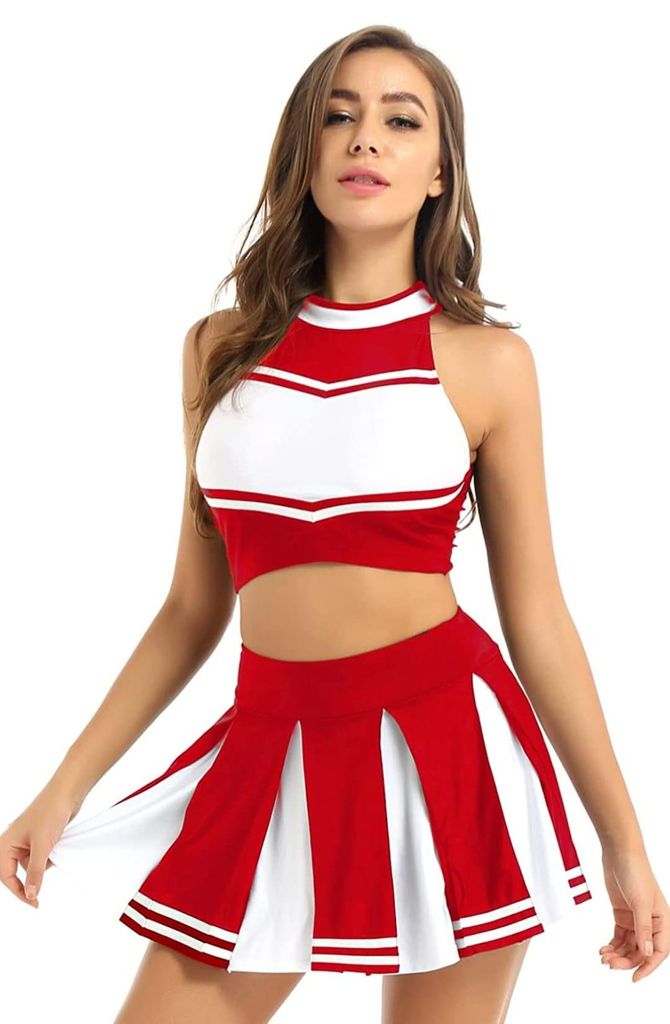 Damen Cheerleader Kostüm Gr. XXL Crop Top & Faltenrock Produktbild 