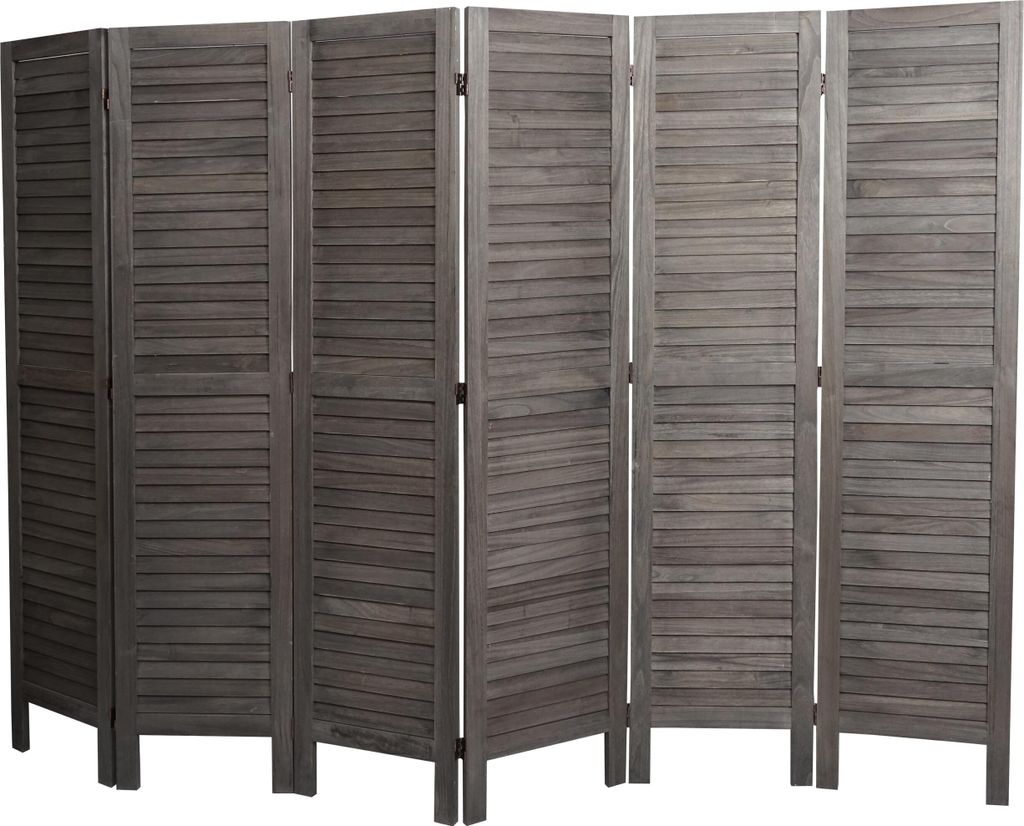 Paravent HWC-G30, Trennwand Sichtschutz Raumteiler, Shabby-Look 170x240cm grau-braun