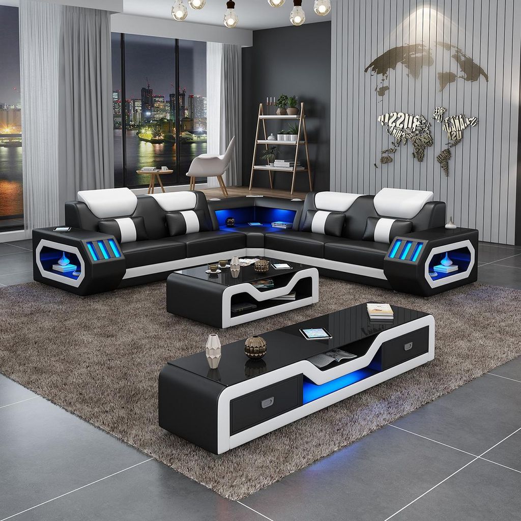 Ecksofa Polster Ecksofa L Form Couchtisch Sideboard Produktbild 