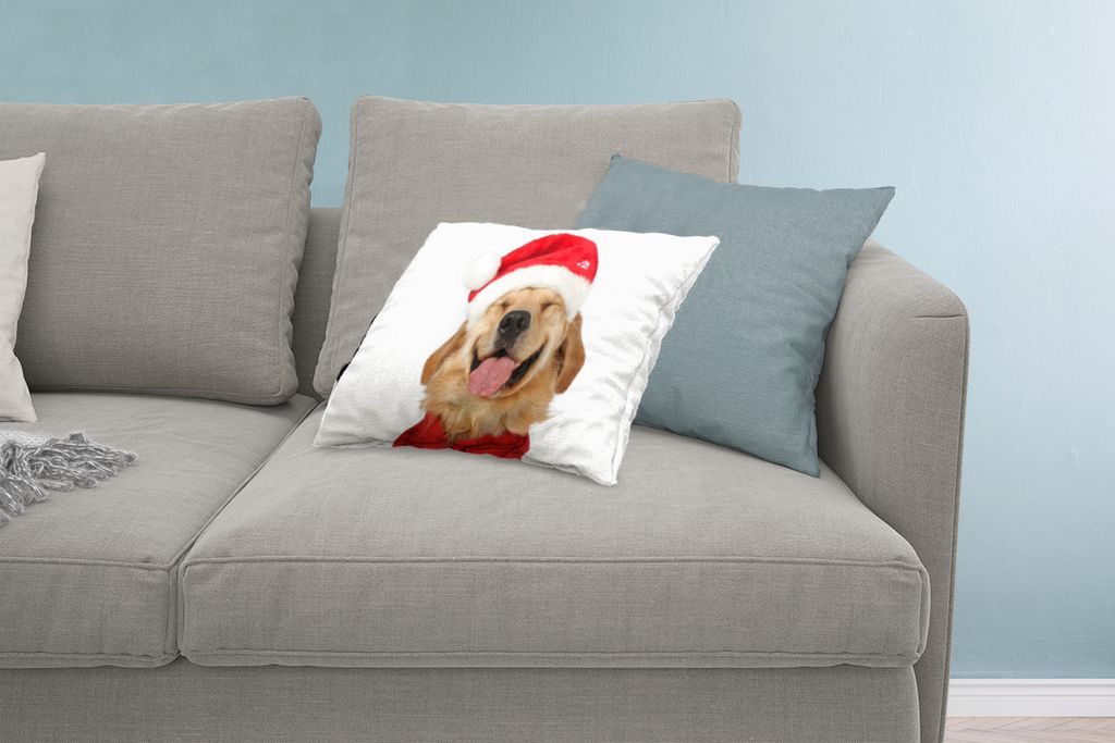 MuchoWow Zierkissen Sofakissen Wohnzimmer Dekokissen 60x40 cm Hund - Lustig - Lachen - Kinder - Jungen - Mädchen - Kopfkissen - Polster mit Foto