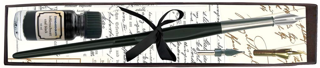 Standardgraph Kalligraphie-Set LUXUS schwarz, Halter+3xFedern+Tinte 10ml