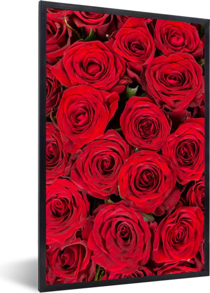 MuchoWow Gerahmtes Poster Rosen - Blumen - Blumenstrauß 40x60 cm - Poster mit Schwarzem Bilderrahmen Wandposter Rahmen Foto Bilder - Papierdruck...