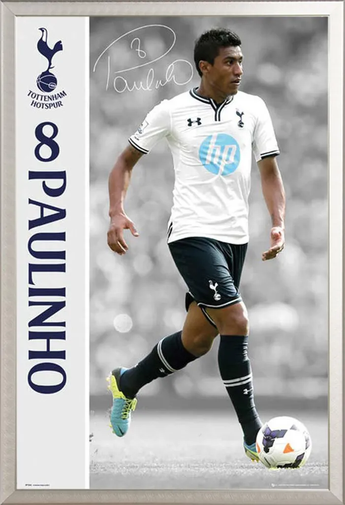 Poster Paulinho Tottenham Hotspur 13/14 + Cadre Shinsuke Argenté Robuste