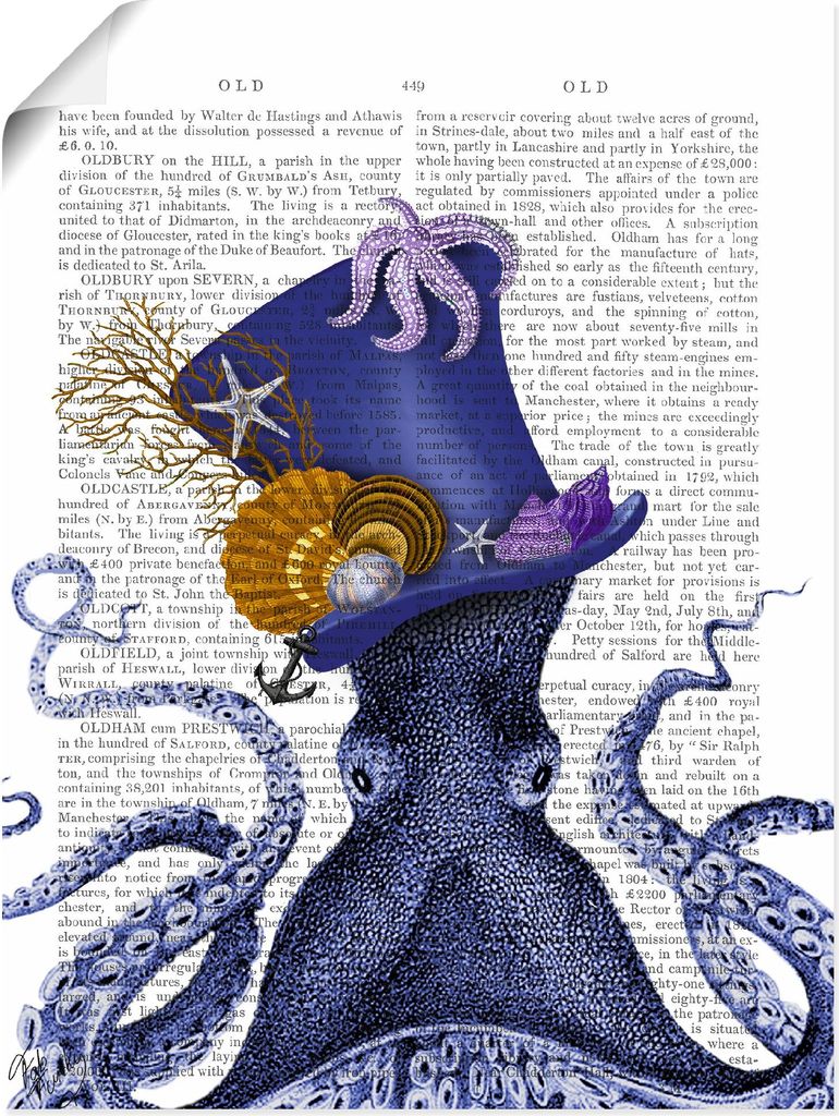 ARTland Poster Oktopus mit Hut Größe: 60x80 cm