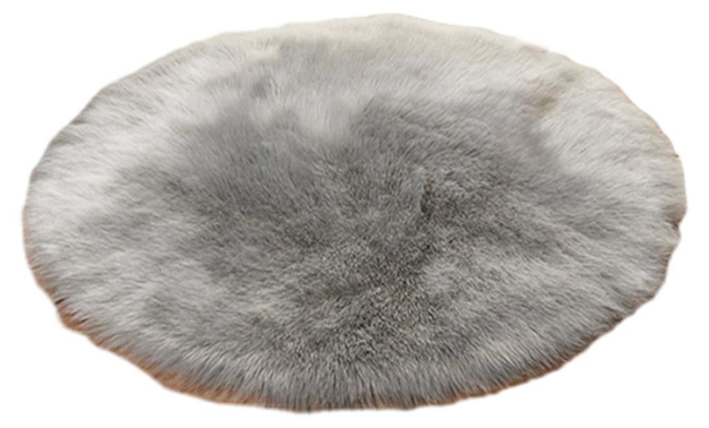 Runde, flauschige Plüschmatte, weicher Schlafzimmerteppich, einfarbig, maschinenwaschbar, flauschiger Teppich für Kinderzimmer, Babyzimmer, Wohnz...