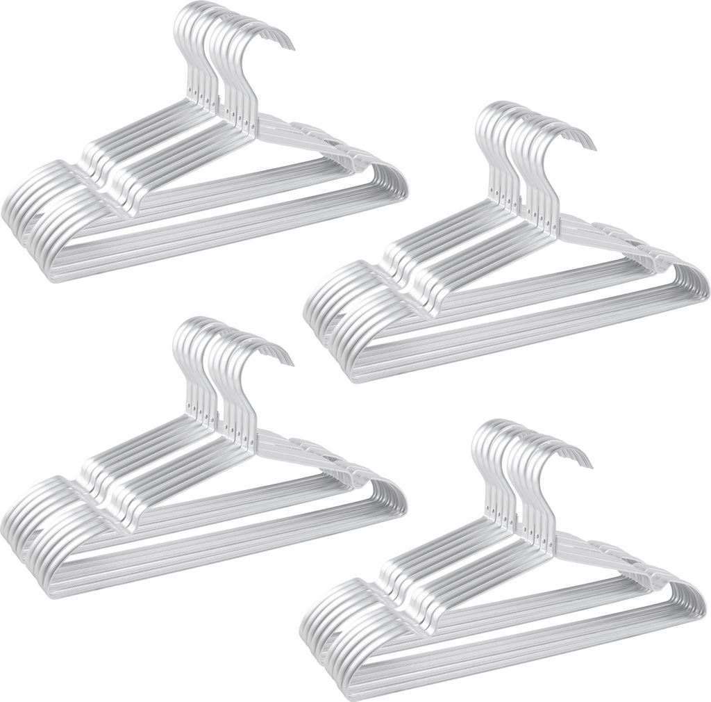 40x Parusia Kleiderbügel silber, 42cm breit, 1cm stark, Kleiderbügel Metall rostfrei, formstabil, zur platzsparenden Kleideraufbewahrung & Organ...