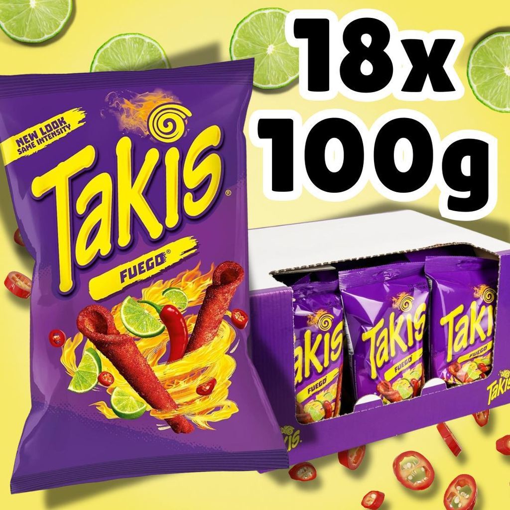 18× Takis Fuego 100 g – Extra scharfe Maissnacks mit Chili Produktbild 