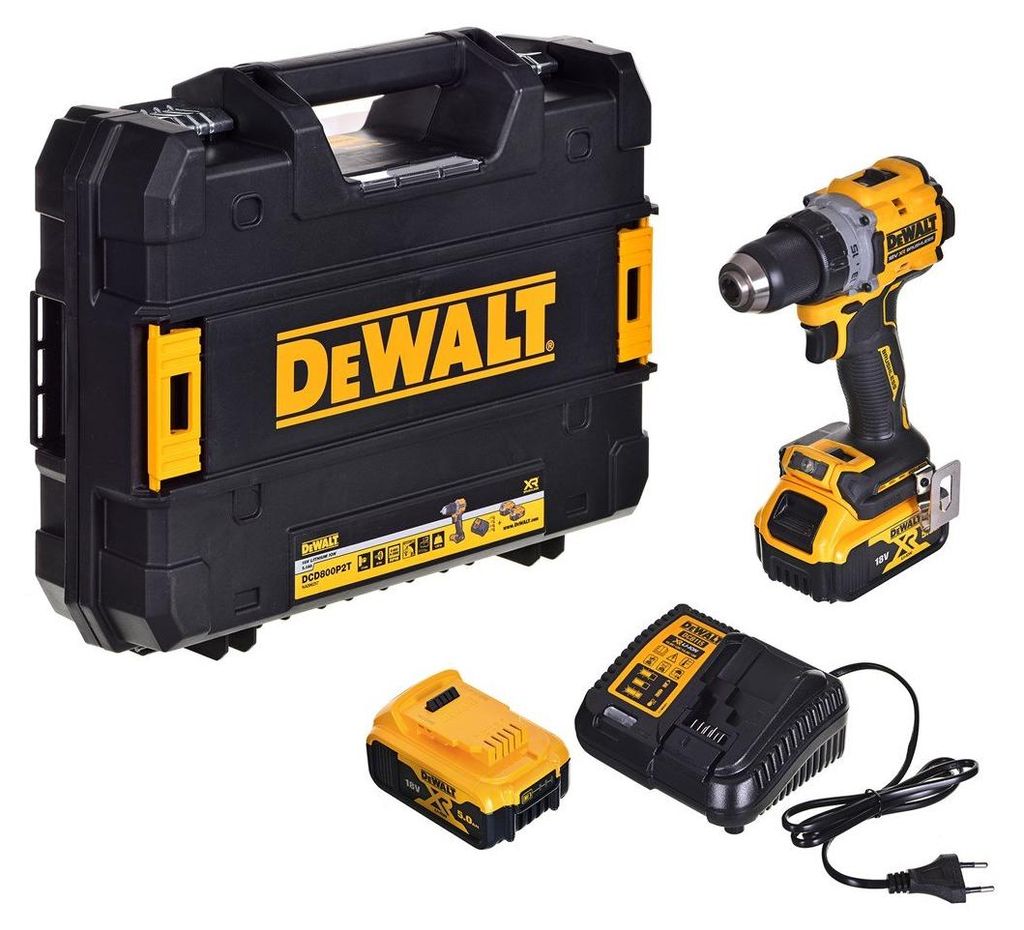 Drill/Driver Dewalt Dcd800P2T-Qw 18V 2X5,0Ah Bl Tstak Immagine del prodotto 