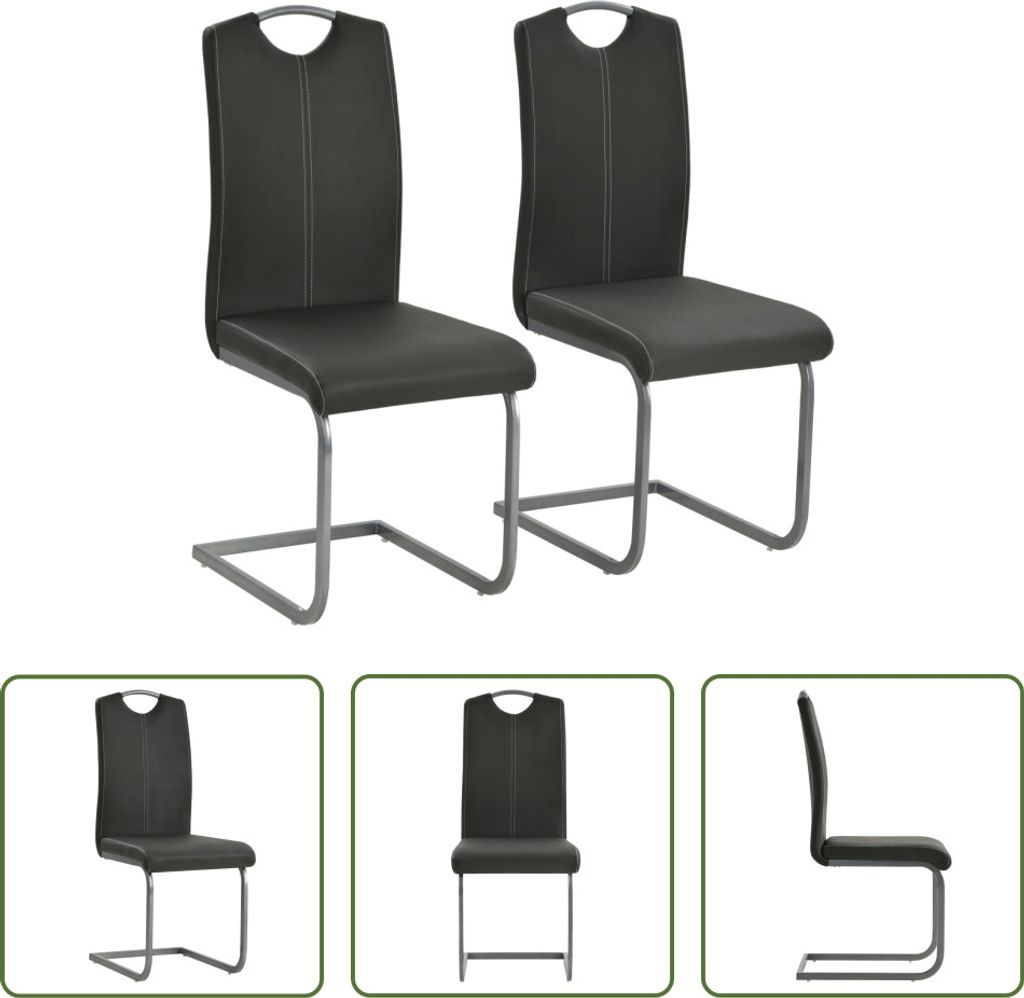 The Living Store Freischwinger 2 Stk. Grau Kunstleder