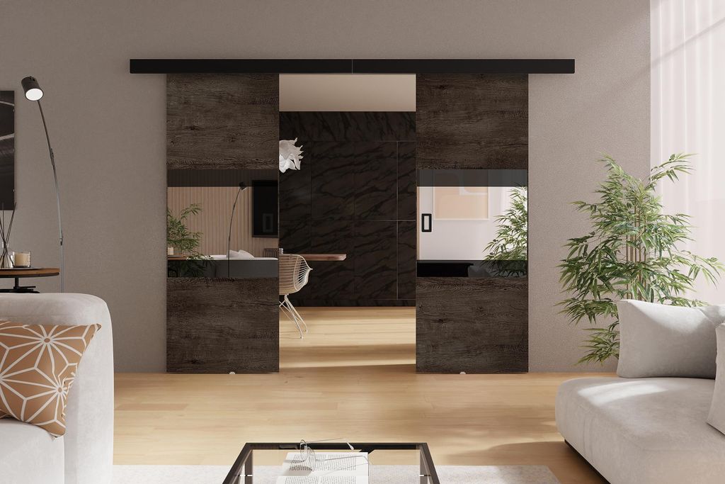 KIER FURNITURE Schiebetüren LUMBA DUO - 132x205x1,6 cm - Esche dunkel