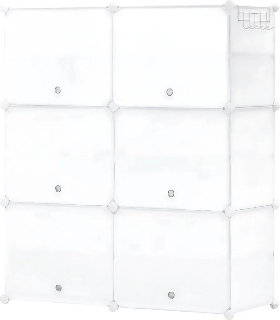 Meuble chaussures pour entrée ou chambre blanc avec 8 grands casiers