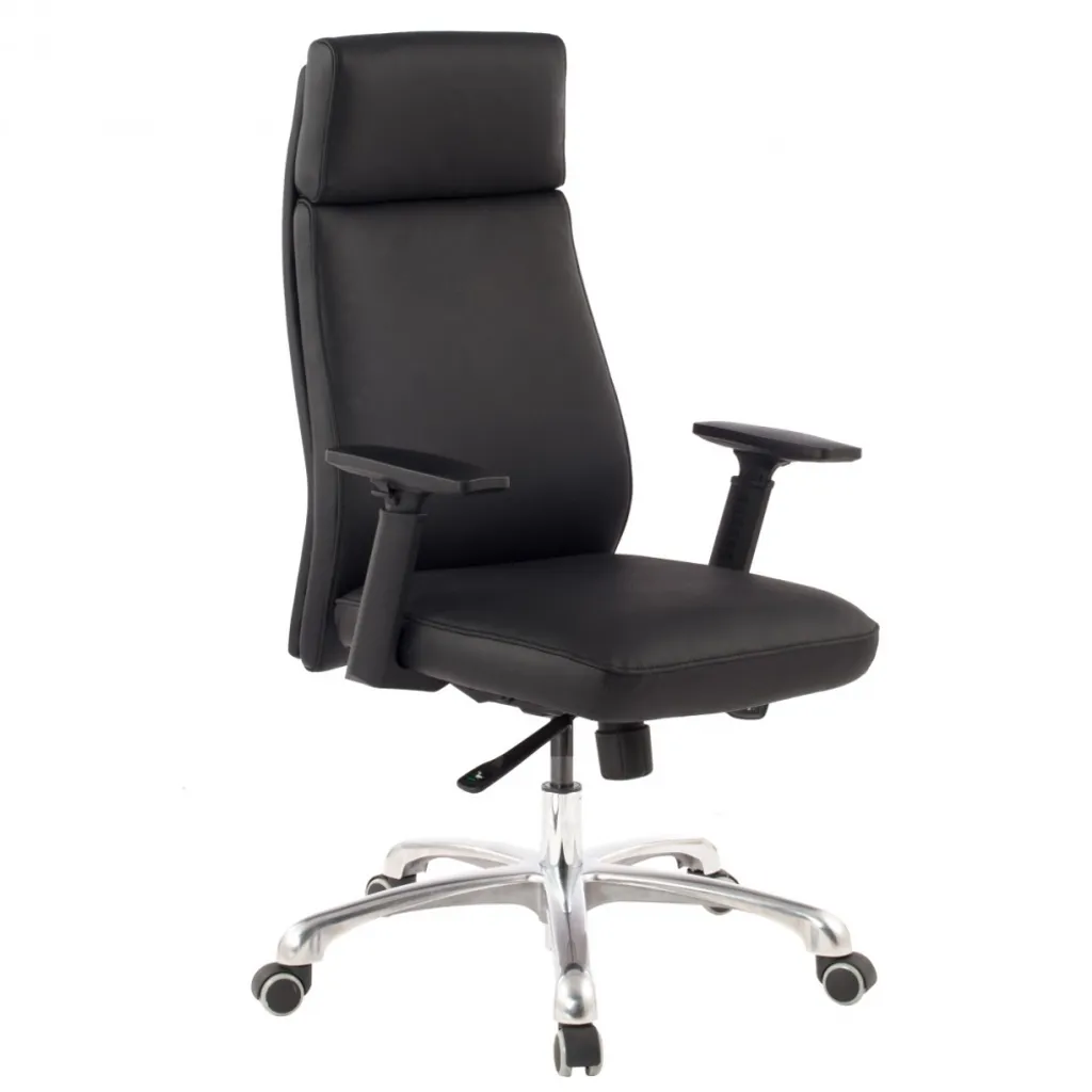 Chaise de bureau PORTO en cuir véritable noir design ergonomique chic