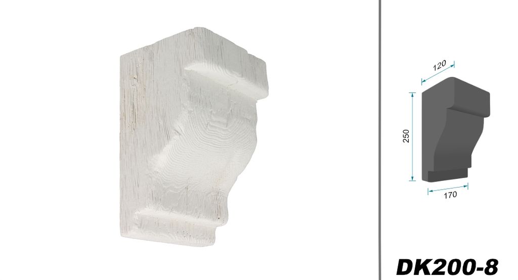 COSCA Balkenkonsole DK200 aus Polyurethane, Dekokonsole, PolyurethanKonsole Holzoptik (Weiß - 17x25cm) Wanddeko Verzierung Deckenverkleidung