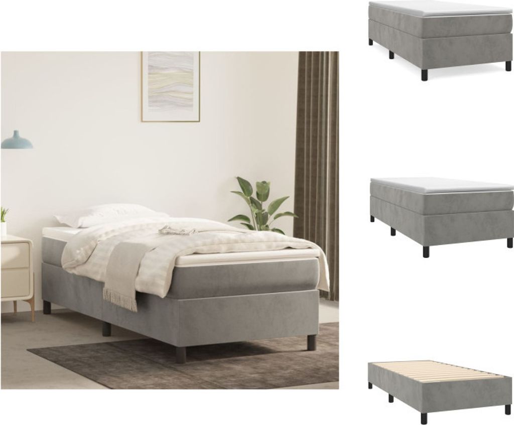 vidaXL Boxspringbett Hellgrau 90x200 cm Samt - Betten & Bettgestelle