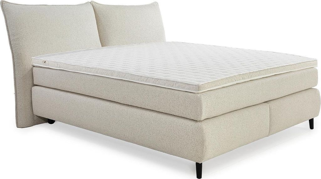 Boxspringbett - 180 x 200 cm - Beige - Webstoff