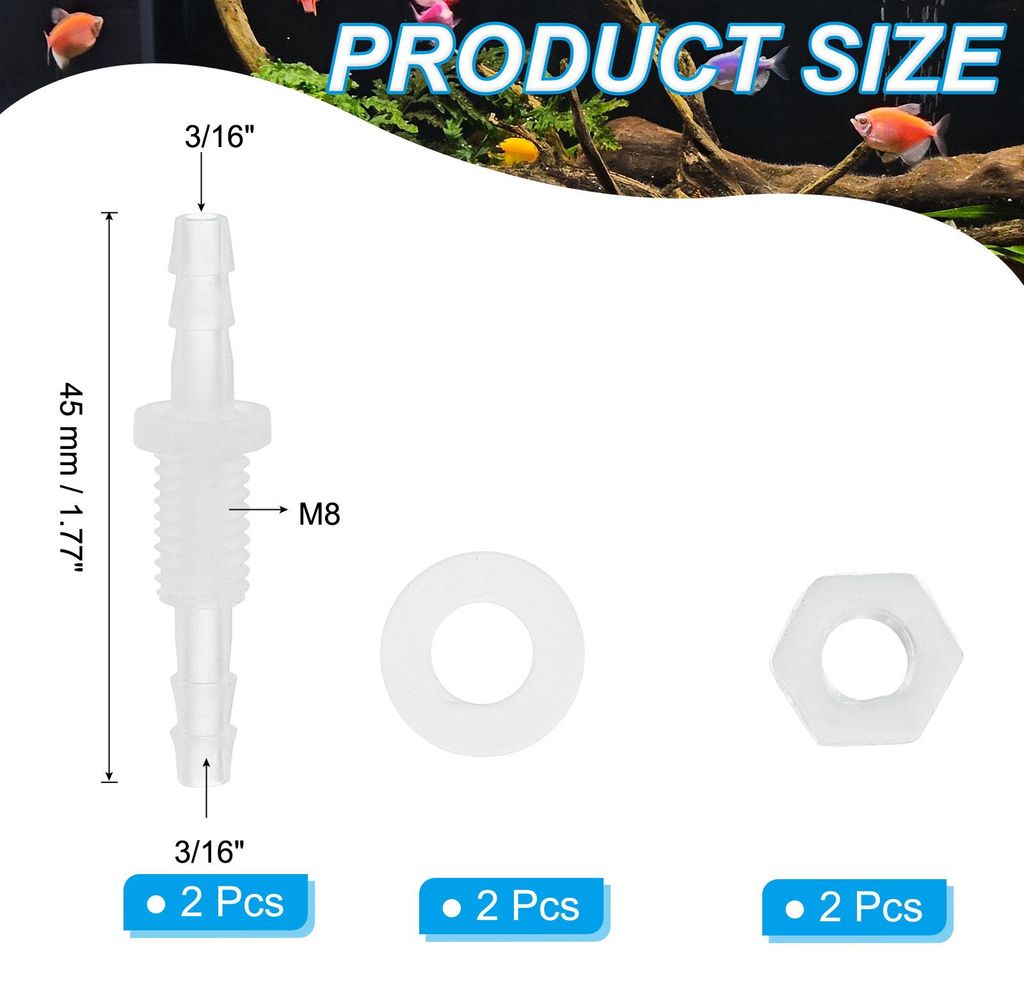 3/16" Schlauchverbinder ID Barb Bulkhead Fittings, 2 Stš¹ck Union Kunststoff Schlauchtš¹lle mit M8 Muttern Silikondichtungen Rohrverbinder fš...