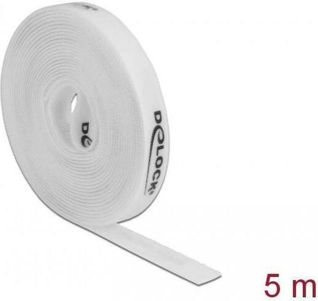 DELOCK Klettband auf Rolle L 5 m x B 15 mm weiß