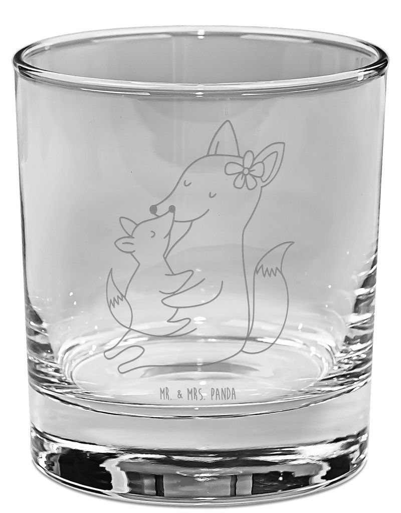 Mr. & Mrs. Panda Glas Fuchs Mama - Transparent - Geschenk, Trinkglas, Schoß, Longdrinkglas, Tochter, Mutter, Cocktailglas, Familie, gravur, Tumbler
