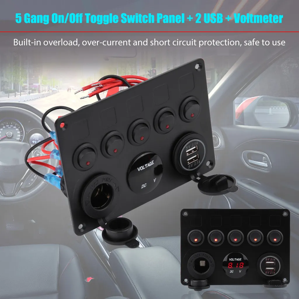 Kit interrupteurs 12V 24V pour bateau et camping-car avec voltmètre - 4