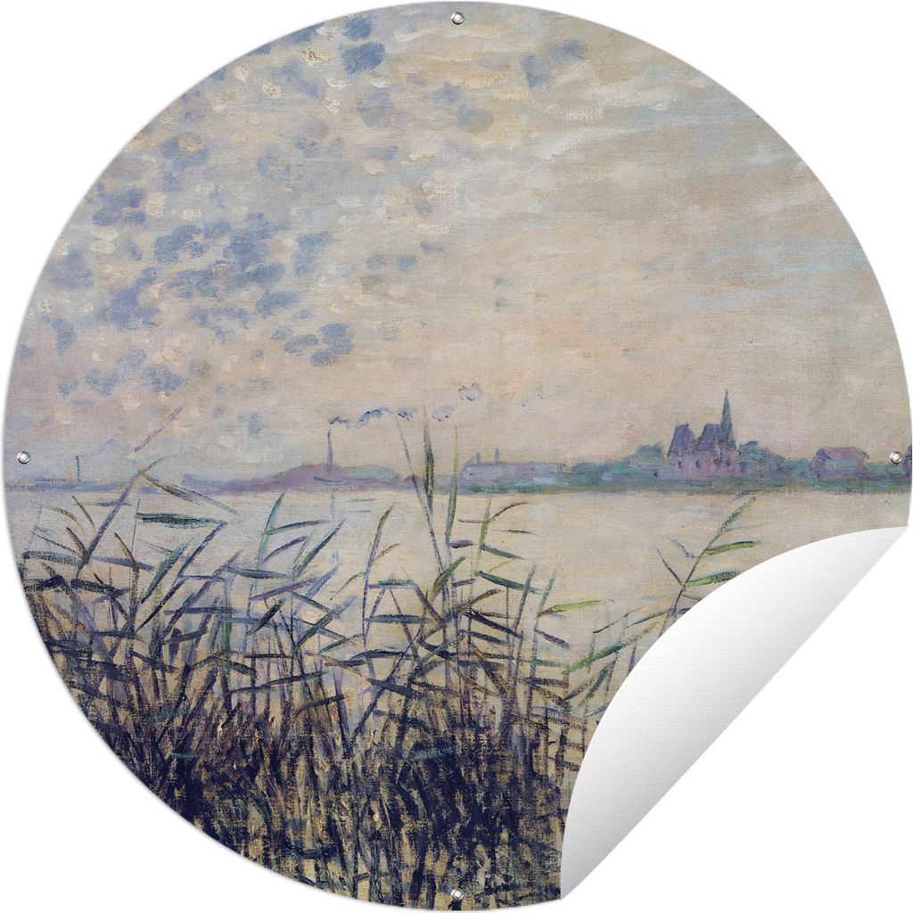 MuchoWow Gartenposter Outdoor-Poster Rund Die Seine bei Argenteuil - Claude Monet Ø 150 cm Gartendeko Rundes Poster draußen