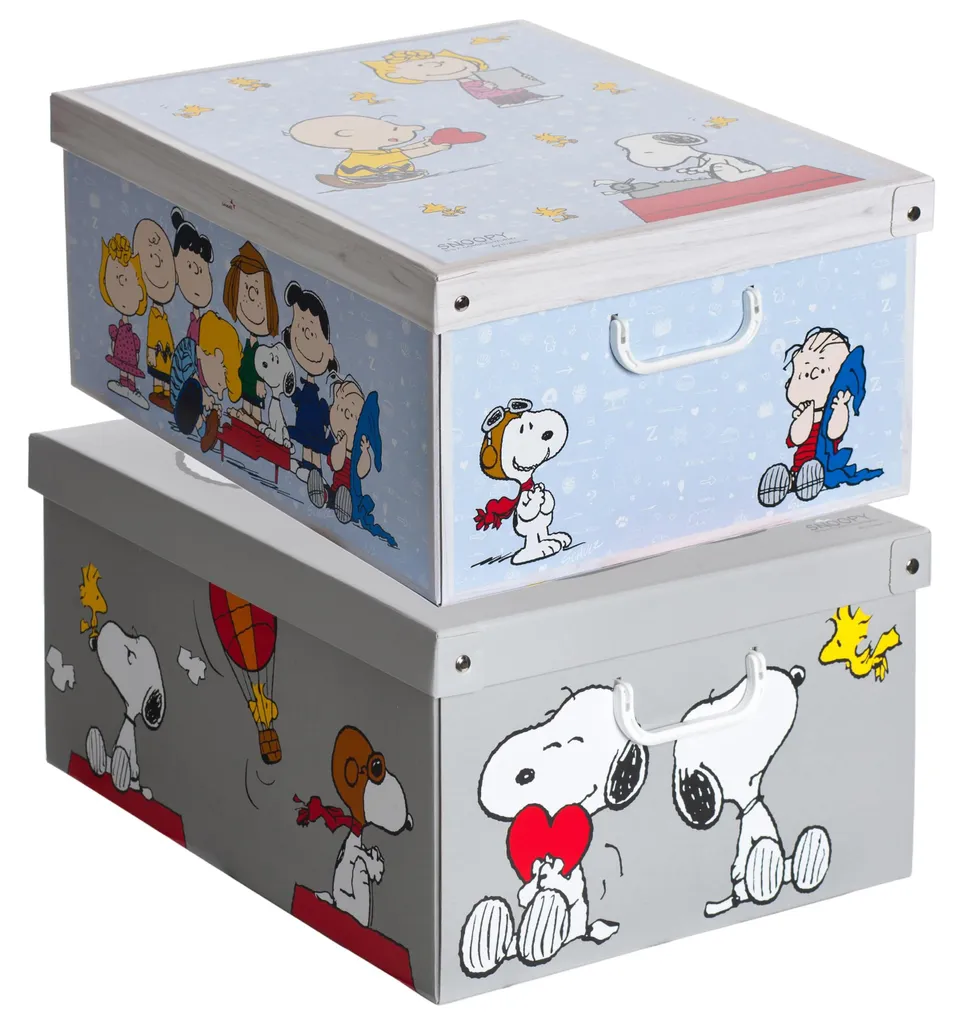 Lot de 2 boîtes de rangement Snoopy avec couvercle pour vêtements L