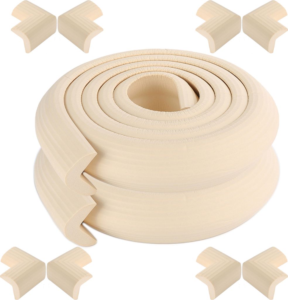 CANDeal 4 Meter gestreifter Aderkantenschutz und 8 x Eckenschutz, Premium-High-Density-Schaum baby schützende Haushalt Werkzeug für Tisch, Bank u...