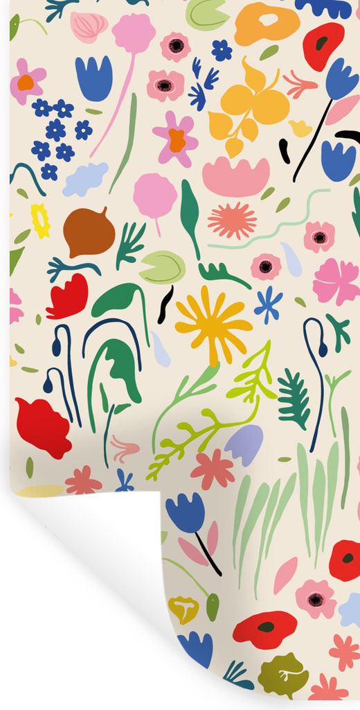 MuchoWow Wandtattoo Wandsticker Wandaufkleber Blumen - Muster - Pflanzen 60x120 cm Selbstklebend und Repositionierbar - Selbstklebend - Fototapeten