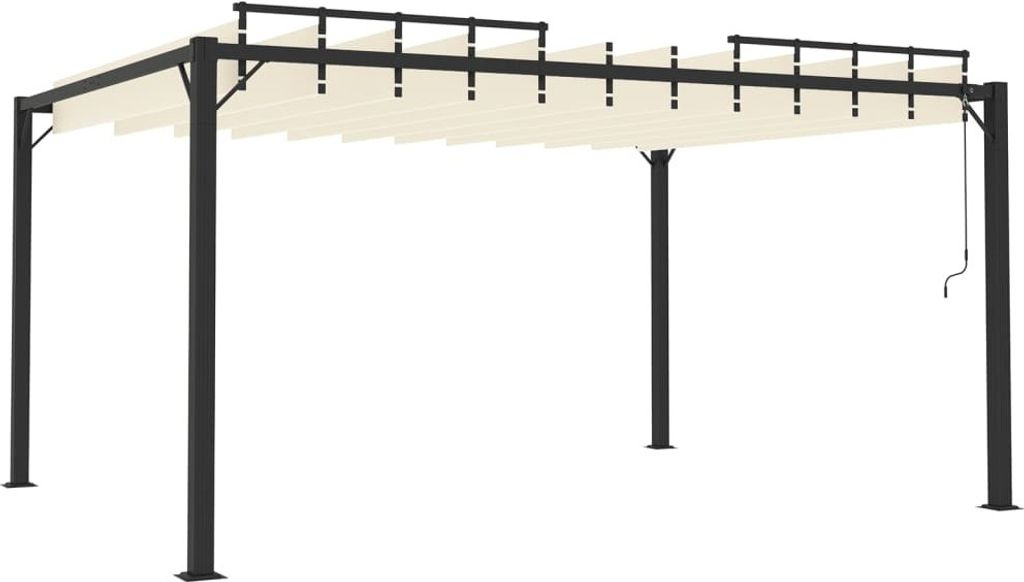 vidaXL Pergola mit Lamellendach 3x4 m Creme Stoff und Aluminium