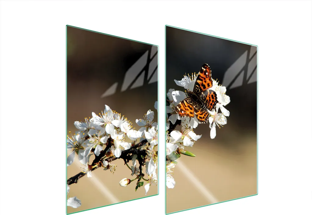 Tagliere in Vetro 35x52 Coprifornelli Artistico 2 Pezzi Butterfly