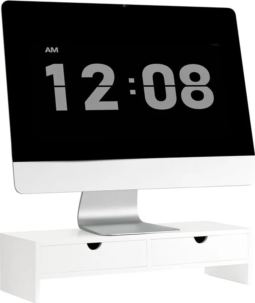 Organiseur de Bureau et Support Écran Blanc pour Posture Ergonomique PC - 10