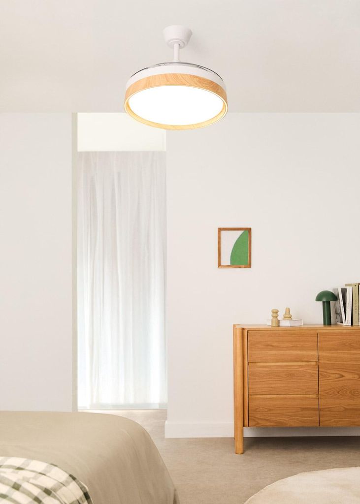 WIND CLEAR EDGE - Leiser Deckenventilator 40 W Ø107 cm mit ausfahrbaren Flügeln und LED-Licht