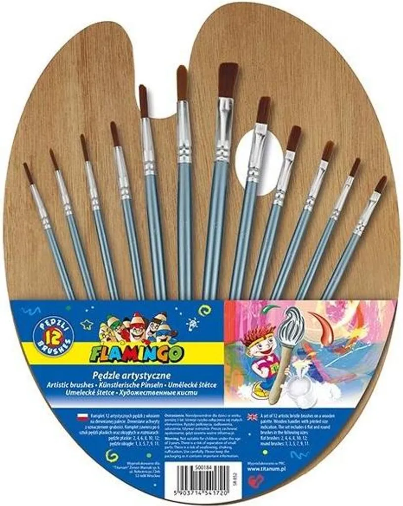 Set da Disegno 12 Pennelli in Legno + Tavolozza: Inizia a Dipingere
