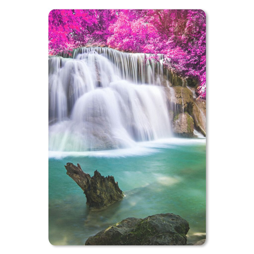MuchoWow Mauspad Mousepad Wasserfall - Rosa - Bäume 18x27 cm - Mousepads - Maus Mat - Pad - Mausunterlage