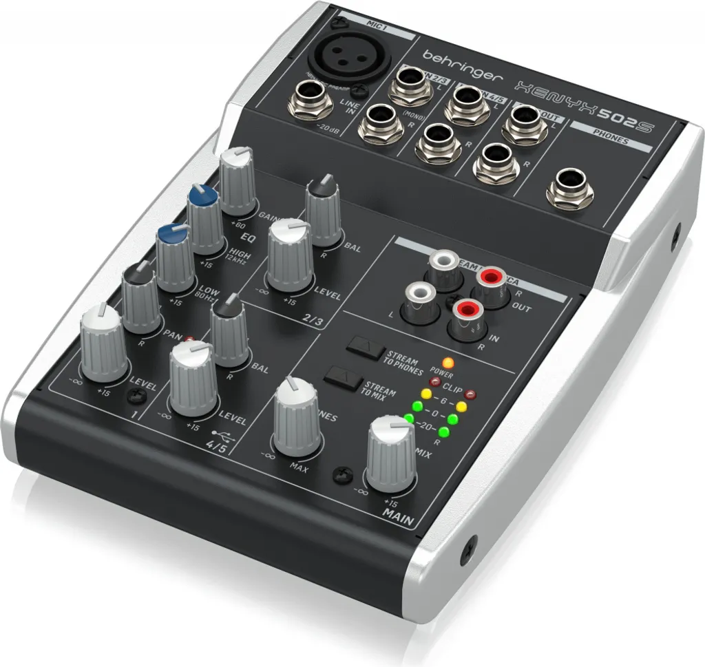 Console de mixage Behringer XENYX 502S compacte pour streaming et podcasting