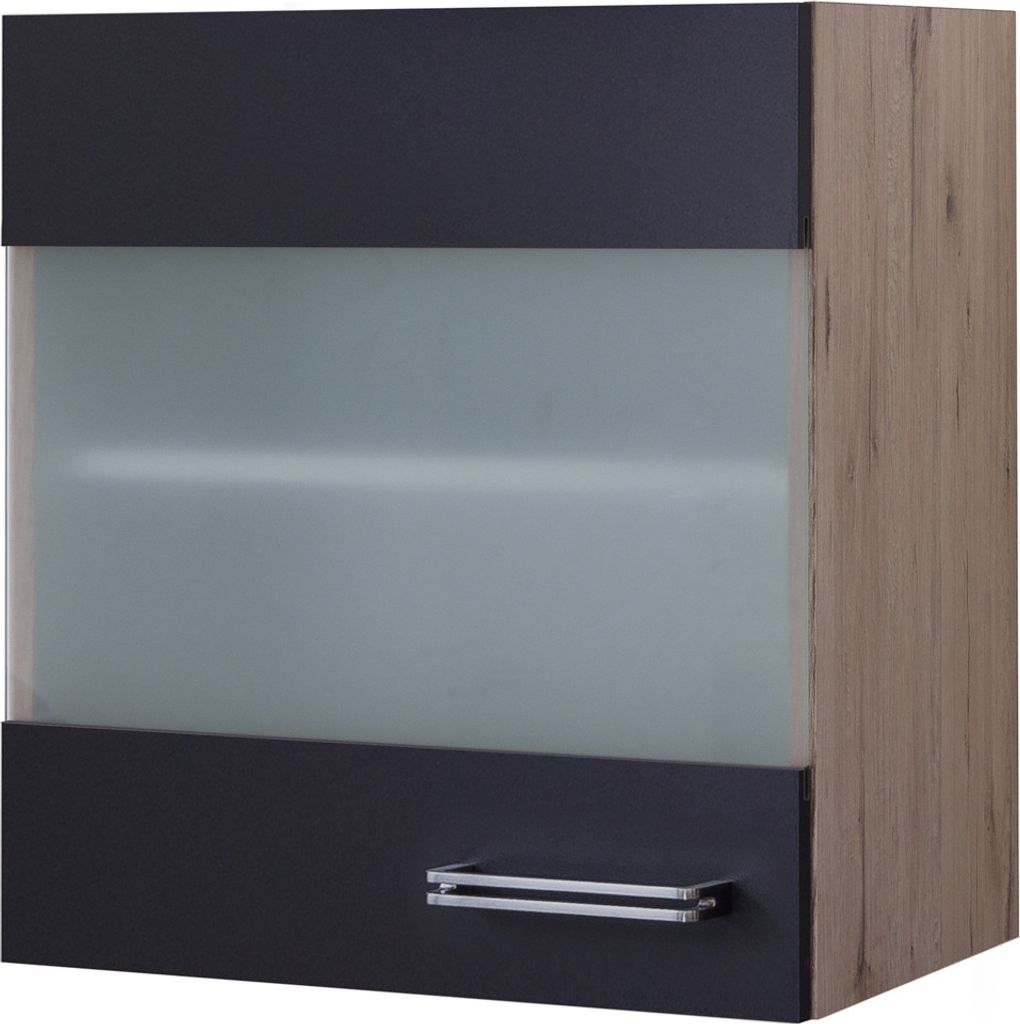 Glashängeschrank Küche - 50 cm breit - Milchglas, Anthrazit Produktbild 