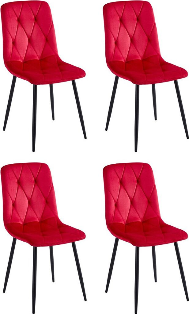 CasaDolce Esszimmerstuhl MELKO, 4er-Set, rot, 43x54x91 cm, Produktbild 