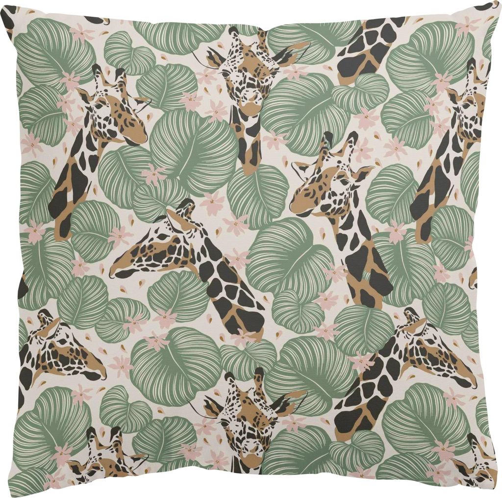 Dekokissen Tiere drinnen / Indoor Zierkissen Canvas waschbar Giraffe beige Tropisch Sofakissen ohne Füllung