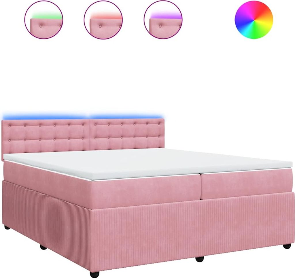 vidaXL Boxspringbett mit Matratze Rosa 200x200 cm Samt