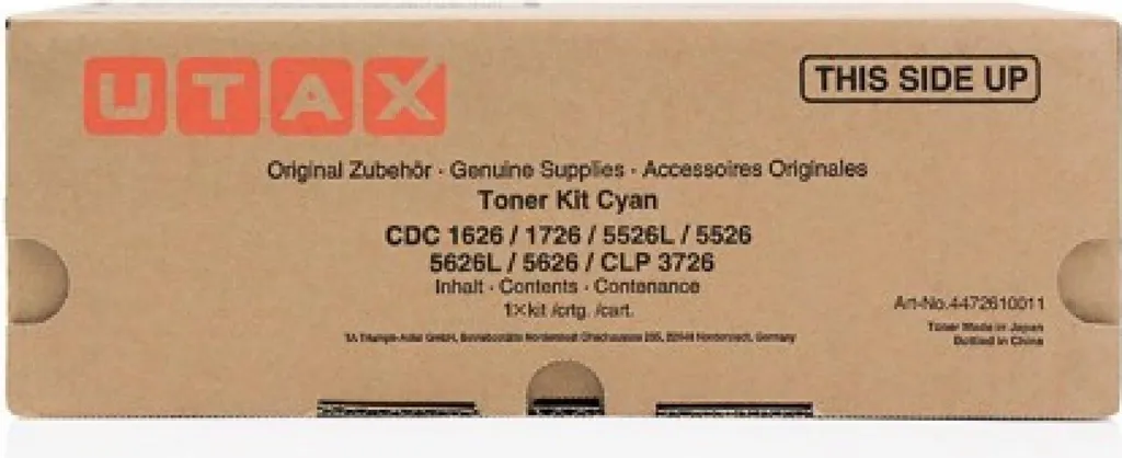 Évitez les traces avec le Toner Utax 4472610011 Cyan haute fiabilité