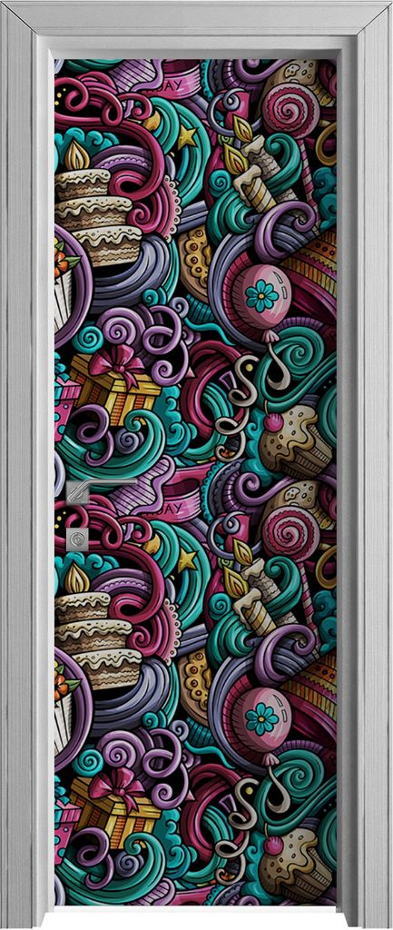 Tür Selbstklebende 70x210 cm Türfolie Türtapete Klebefolie - Geburtstagsfeier Artikel Cartoon